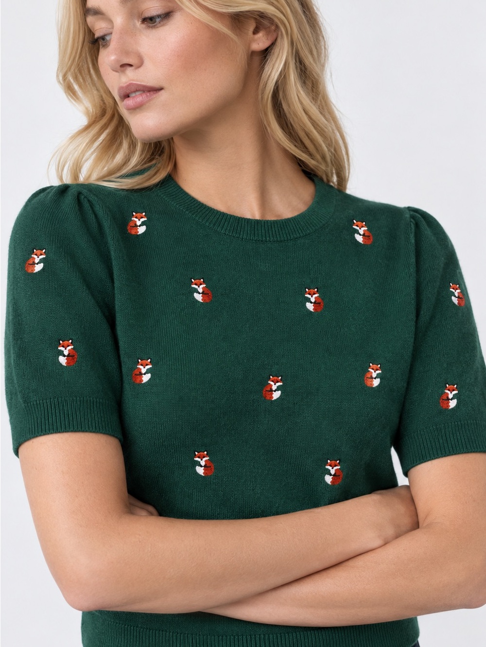 🆕 Anthropologie CALLIGRAPHIE Embroidered Fox Sweater M L